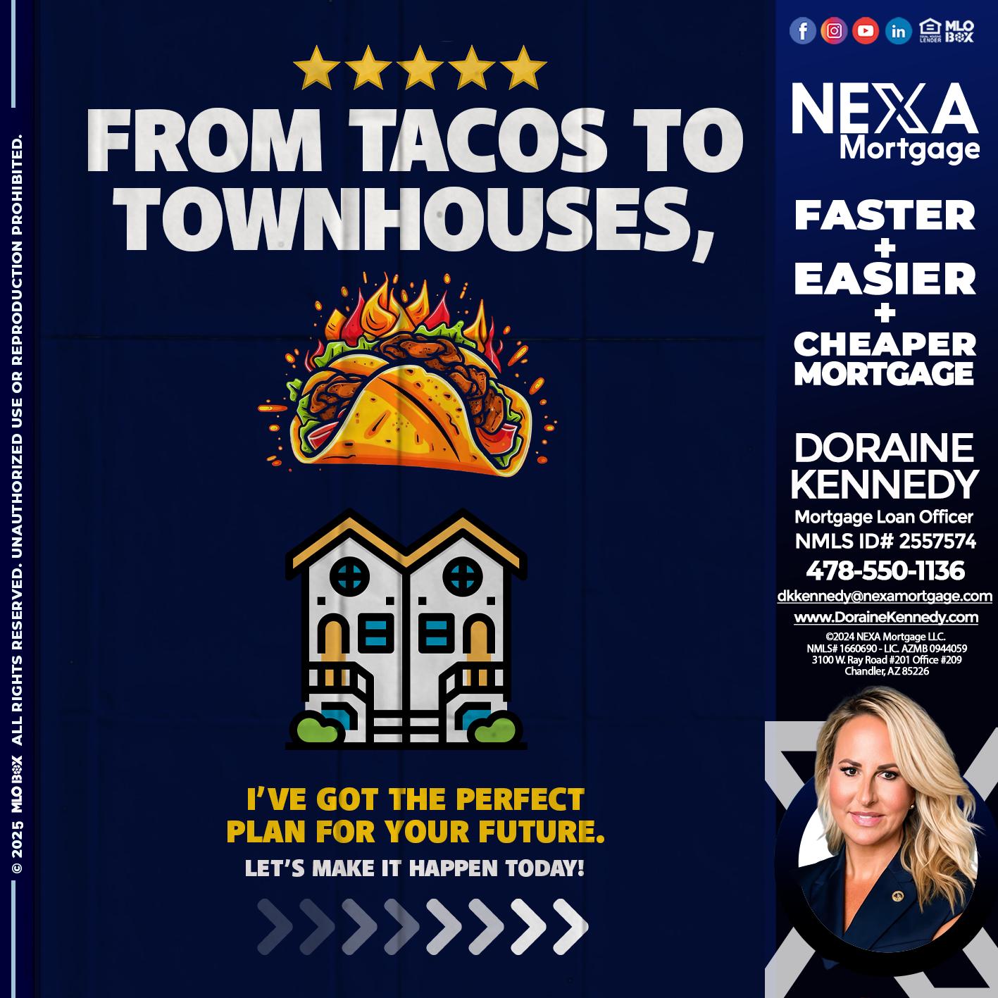 from tacos to townhomes - Doraine Kennedy -Mortgage Loan Officer